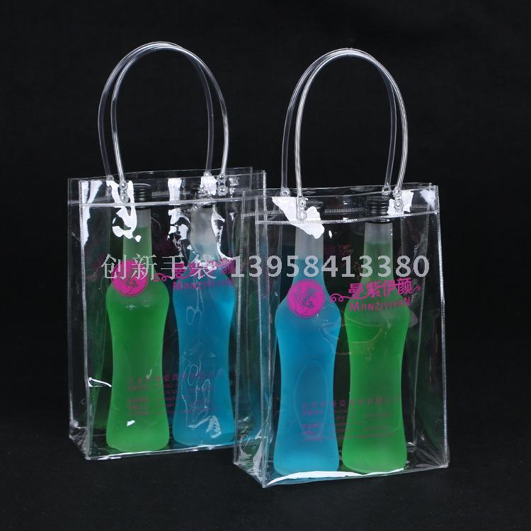 Factory custom portable PVC plastic packaging bag custom PVC liquor plastic bags printed logo