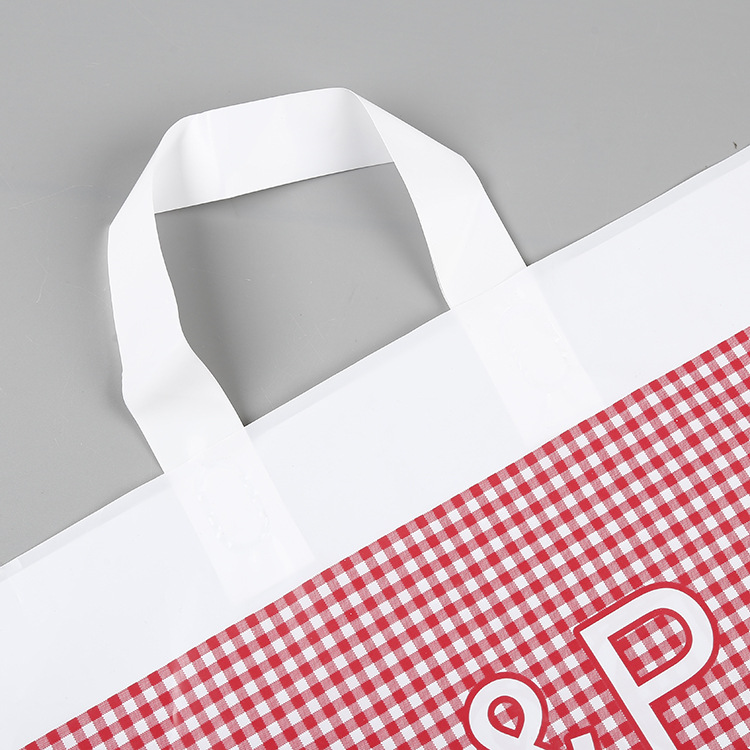 Production Creative with Red Square Plaid PE Clothing Gift Bag Shopping Bag Handbag Plastic Packaging Bag with Logo