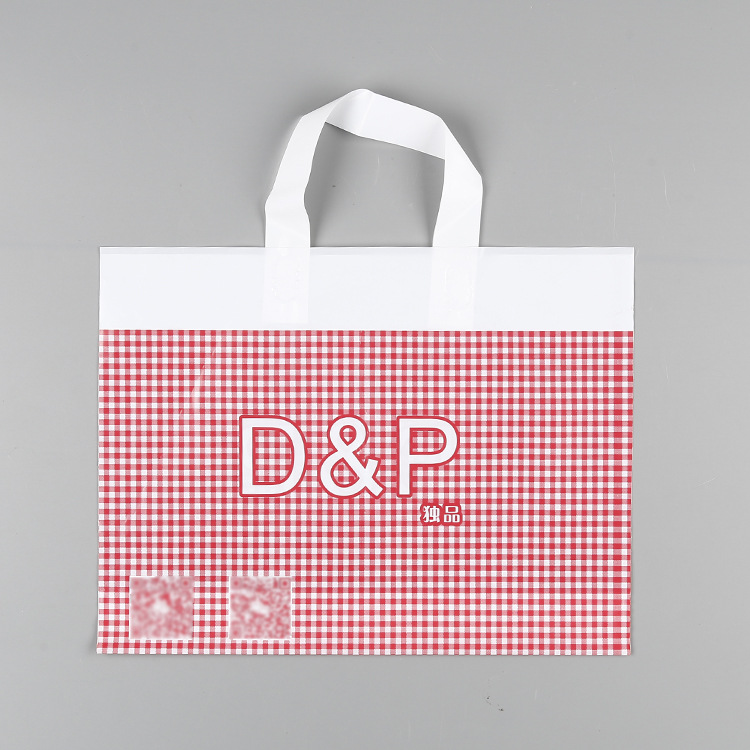 Production Creative with Red Square Plaid PE Clothing Gift Bag Shopping Bag Handbag Plastic Packaging Bag with Logo