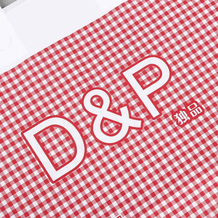 Production Creative with Red Square Plaid PE Clothing Gift Bag Shopping Bag Handbag Plastic Packaging Bag with Logo