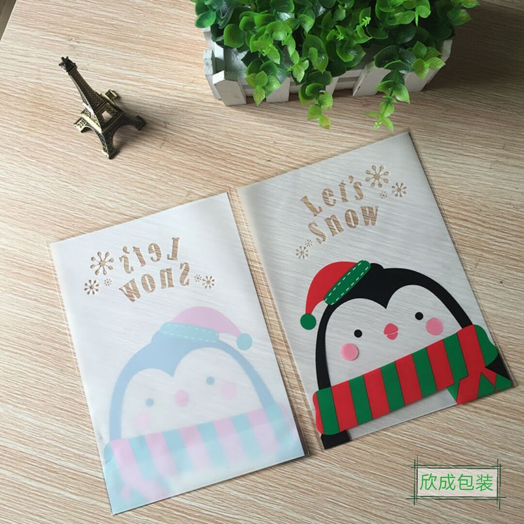 Santa Claus Gift Bag Biscuits Bag Flat Mouth Doypack Gift Plastic Packaging Bag OPP Small Bag 100 Pieces