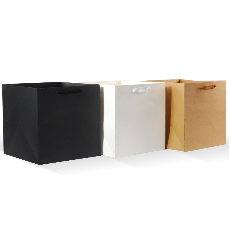 Spot wholesale kraft flowers gift bag environmental gift box packaging bag can be gift logo square bottom handbag Spot wholesale kraft flowers gift bag environmental gift box packaging bag can be gift logo square bottom handbag