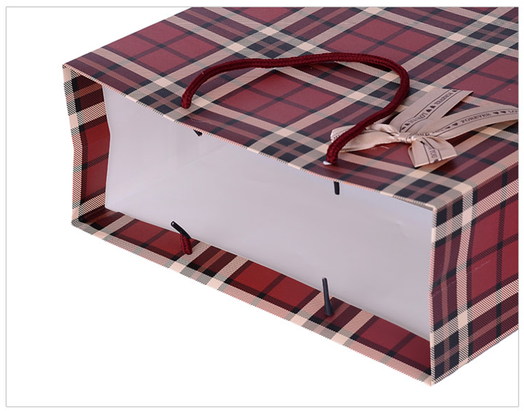 Business classic dark red background coffee checked grain gift bag handbag gift bag paper bag Business classic dark red background coffee checked grain gift bag handbag gift bag paper bag