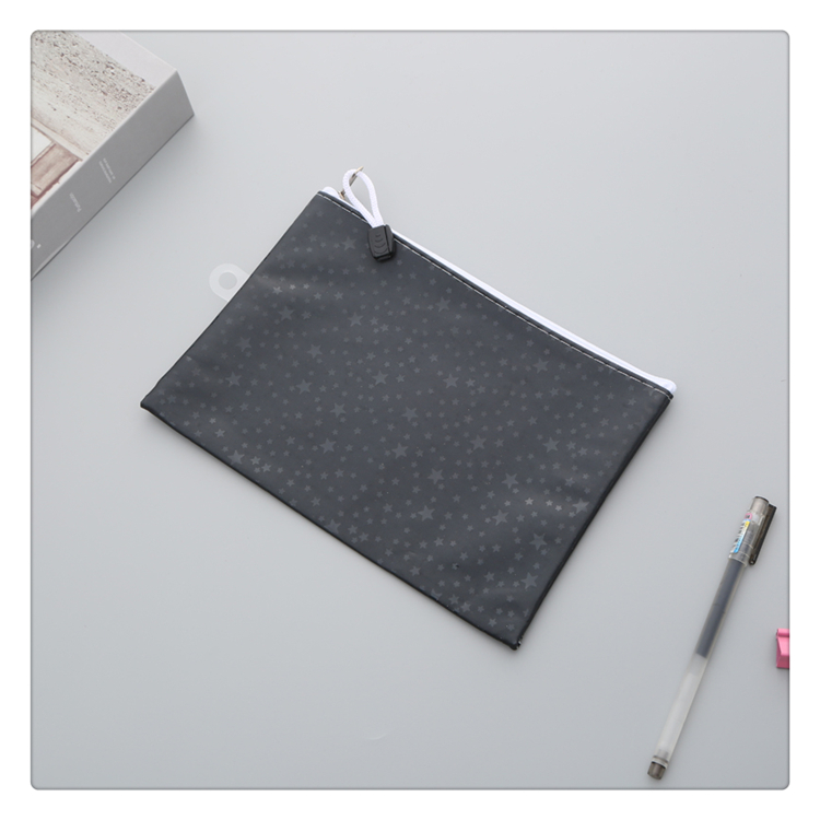 Starry Sky Pattern Waterproof Zipper Bag Canvas File Bag Can Be Customized Printing Logo Color and Style