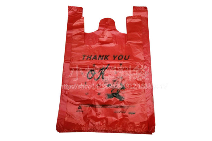 Red OK plastic bags, supermarket shopping bag vest bag
