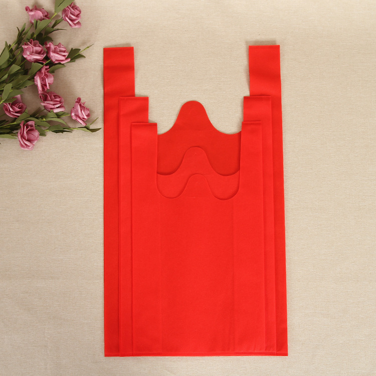 Factory Environmental Protection Non-Woven Fabric Vest Bag Customized Color Supermarket Shopping Bag Film Advertising Non-Woven Handbag