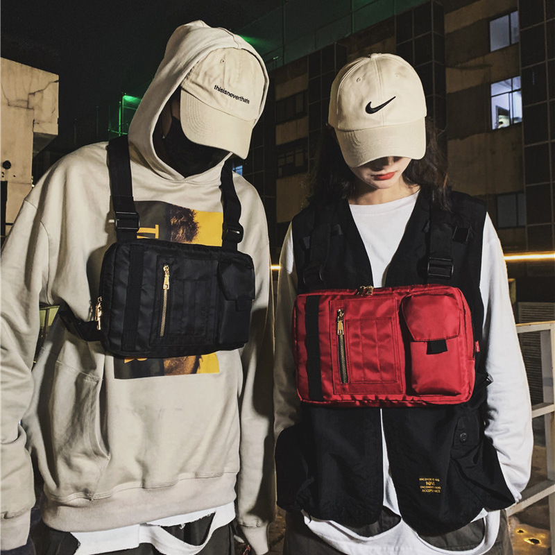 Internet Celebrity Same Style Function Combat Bag Ins Trendy Brand Crossbody Bag Men&#039;s Shoulder Multi-Functional Chest Bag Disco Jumping Vest Bag