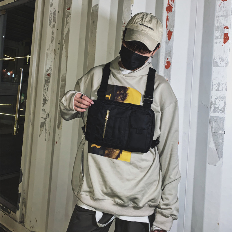 Internet Celebrity Same Style Function Combat Bag Ins Trendy Brand Crossbody Bag Men&#039;s Shoulder Multi-Functional Chest Bag Disco Jumping Vest Bag