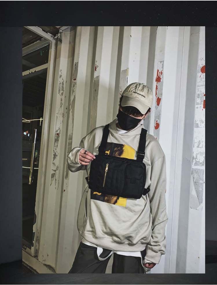 Internet Celebrity Same Style Function Combat Bag Ins Trendy Brand Crossbody Bag Men's Shoulder Multi-Functional Chest Bag Disco Jumping Vest Bag