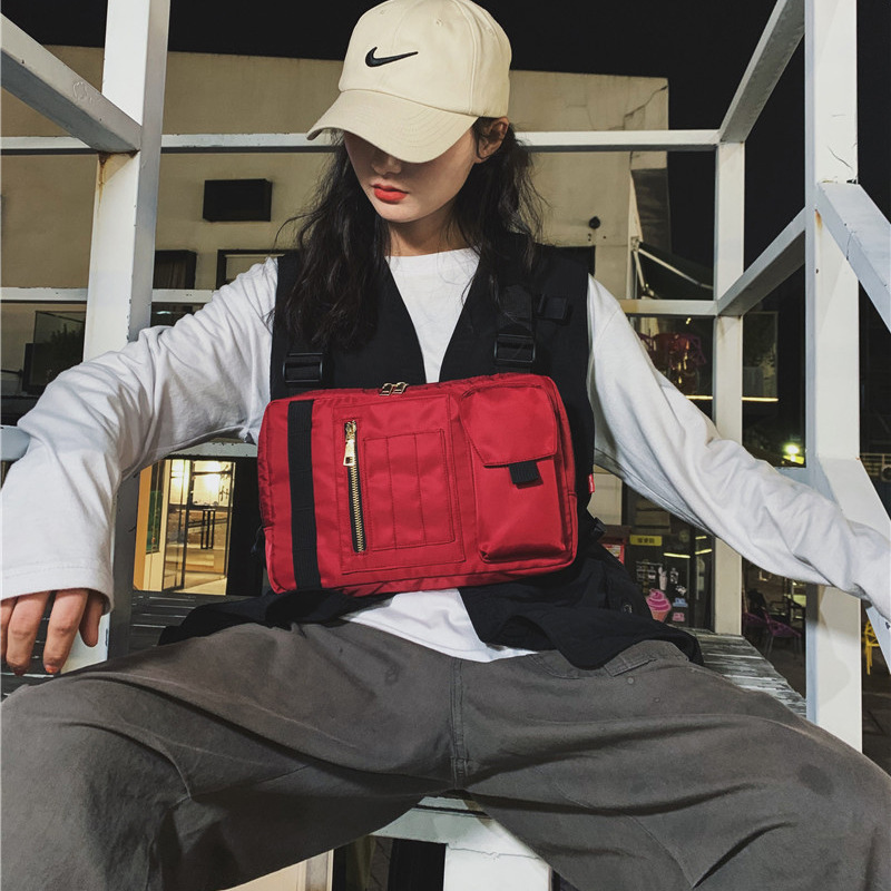 Internet Celebrity Same Style Function Combat Bag Ins Trendy Brand Crossbody Bag Men&#039;s Shoulder Multi-Functional Chest Bag Disco Jumping Vest Bag