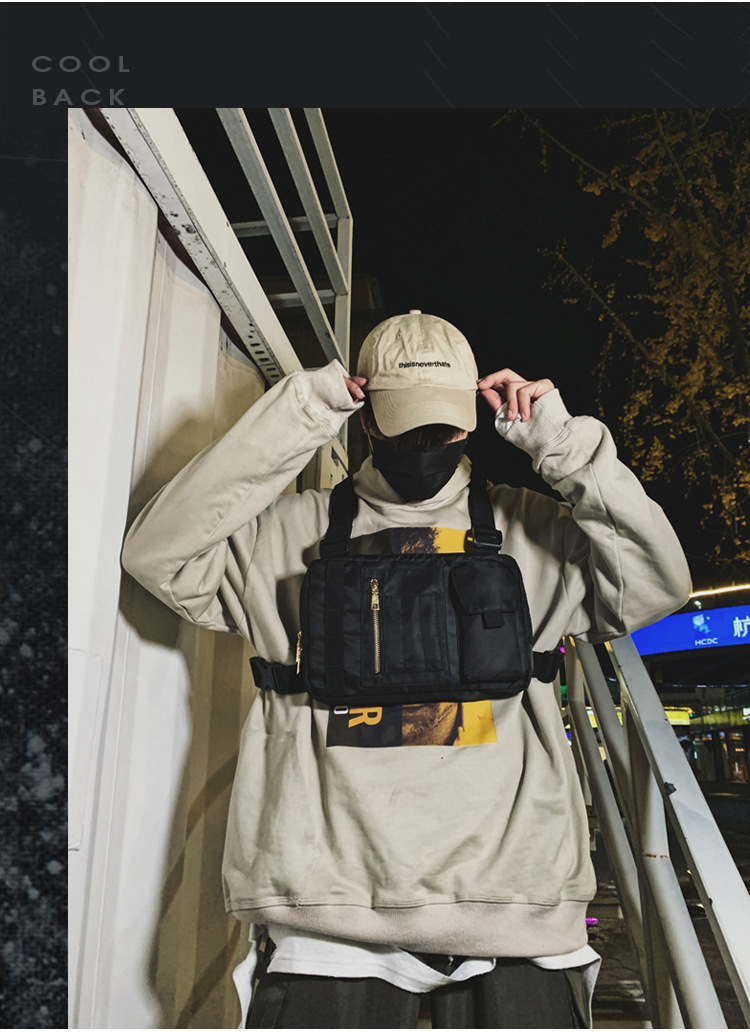 Internet Celebrity Same Style Function Combat Bag Ins Trendy Brand Crossbody Bag Men's Shoulder Multi-Functional Chest Bag Disco Jumping Vest Bag