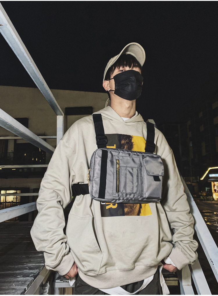 Internet Celebrity Same Style Function Combat Bag Ins Trendy Brand Crossbody Bag Men's Shoulder Multi-Functional Chest Bag Disco Jumping Vest Bag