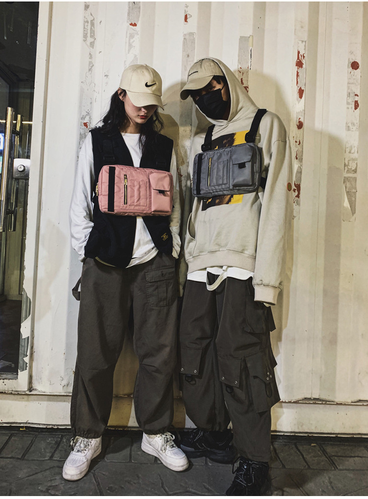 Internet Celebrity Same Style Function Combat Bag Ins Trendy Brand Crossbody Bag Men's Shoulder Multi-Functional Chest Bag Disco Jumping Vest Bag