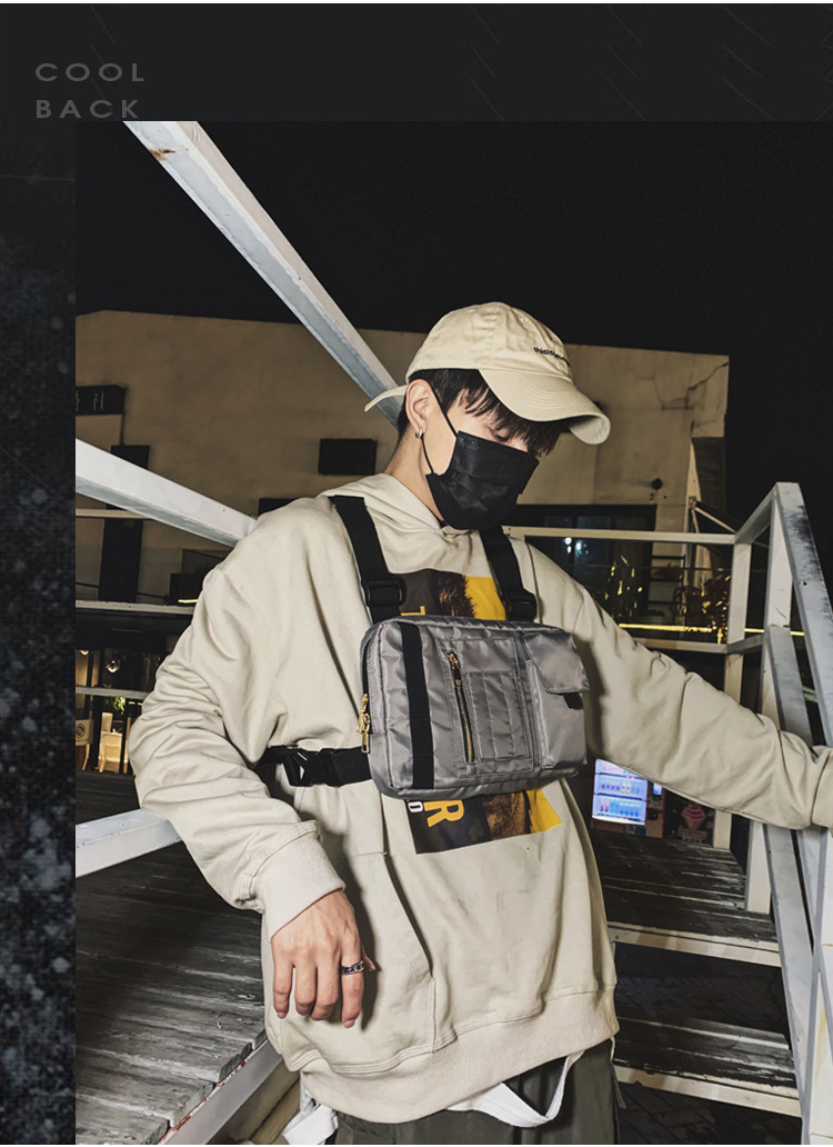 Internet Celebrity Same Style Function Combat Bag Ins Trendy Brand Crossbody Bag Men's Shoulder Multi-Functional Chest Bag Disco Jumping Vest Bag