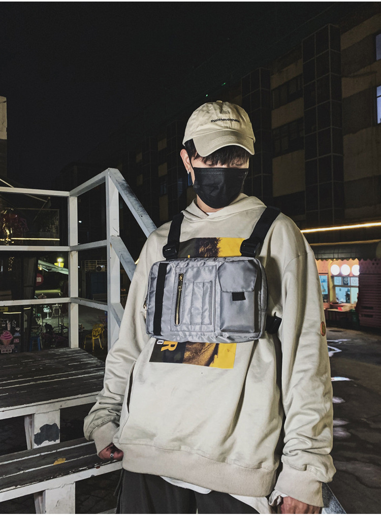 Internet Celebrity Same Style Function Combat Bag Ins Trendy Brand Crossbody Bag Men's Shoulder Multi-Functional Chest Bag Disco Jumping Vest Bag