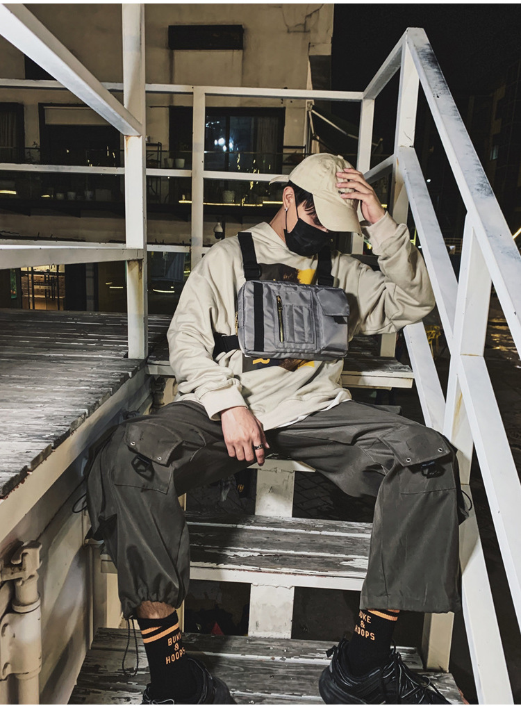 Internet Celebrity Same Style Function Combat Bag Ins Trendy Brand Crossbody Bag Men's Shoulder Multi-Functional Chest Bag Disco Jumping Vest Bag