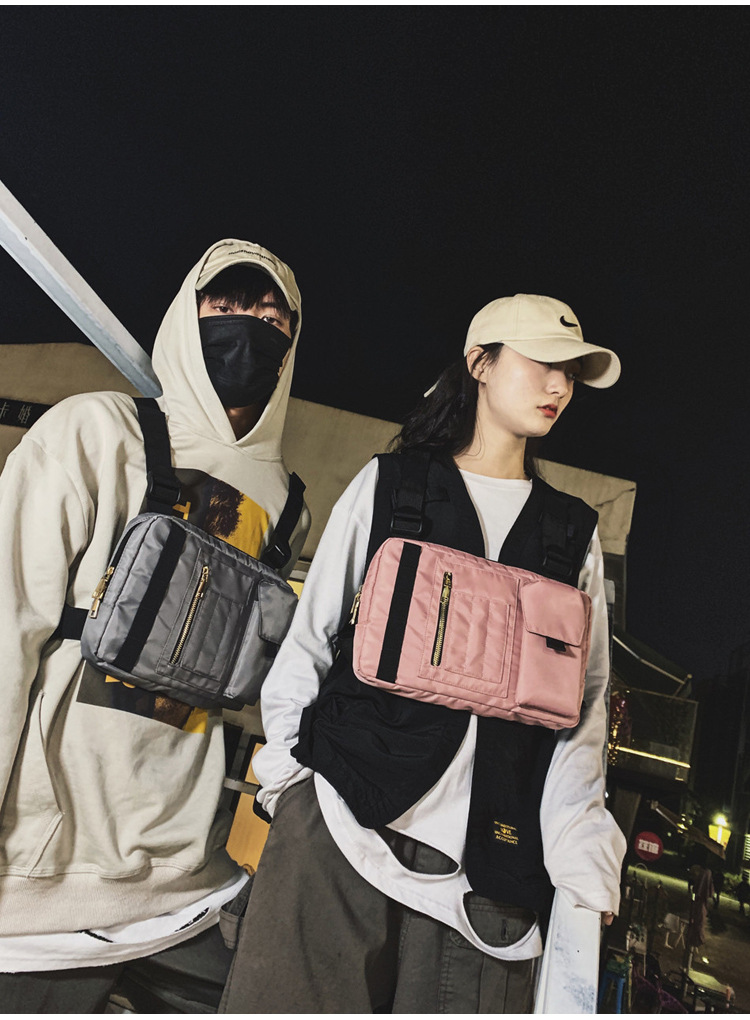 Internet Celebrity Same Style Function Combat Bag Ins Trendy Brand Crossbody Bag Men's Shoulder Multi-Functional Chest Bag Disco Jumping Vest Bag