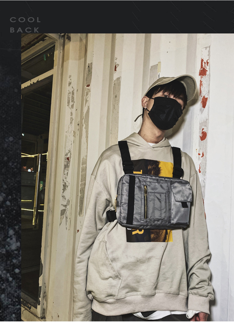 Internet Celebrity Same Style Function Combat Bag Ins Trendy Brand Crossbody Bag Men's Shoulder Multi-Functional Chest Bag Disco Jumping Vest Bag