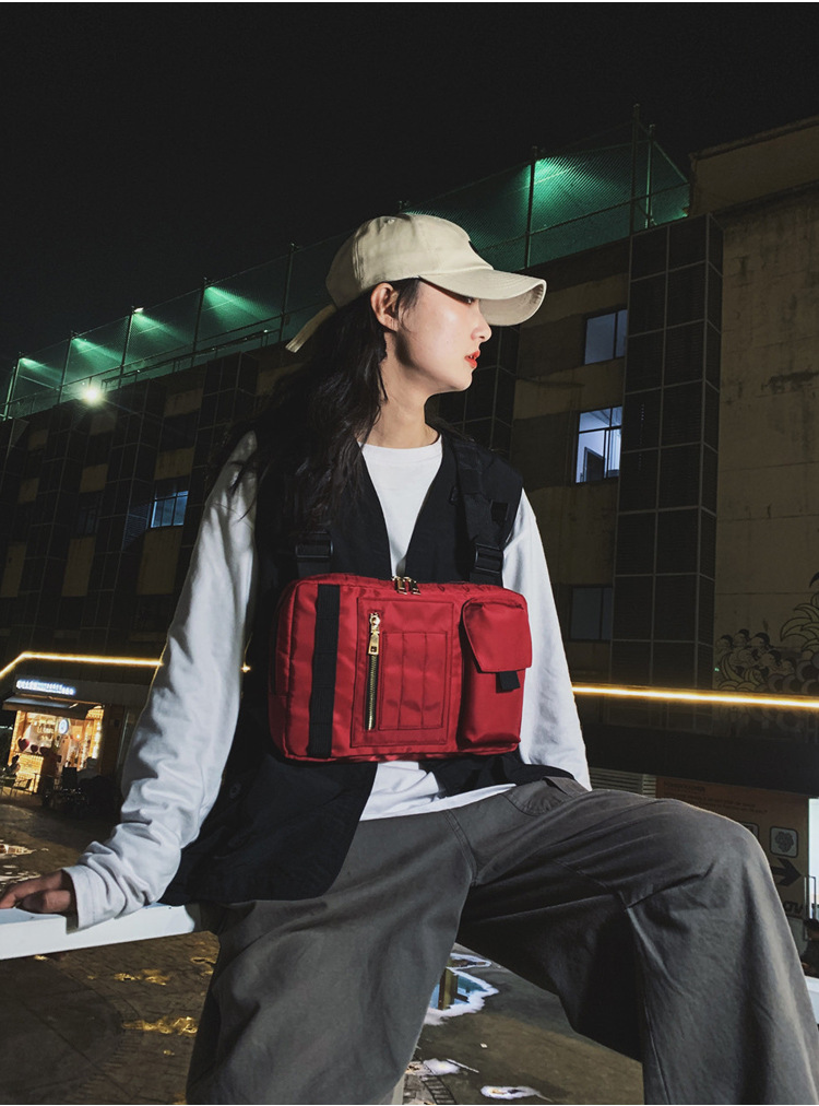 Internet Celebrity Same Style Function Combat Bag Ins Trendy Brand Crossbody Bag Men's Shoulder Multi-Functional Chest Bag Disco Jumping Vest Bag