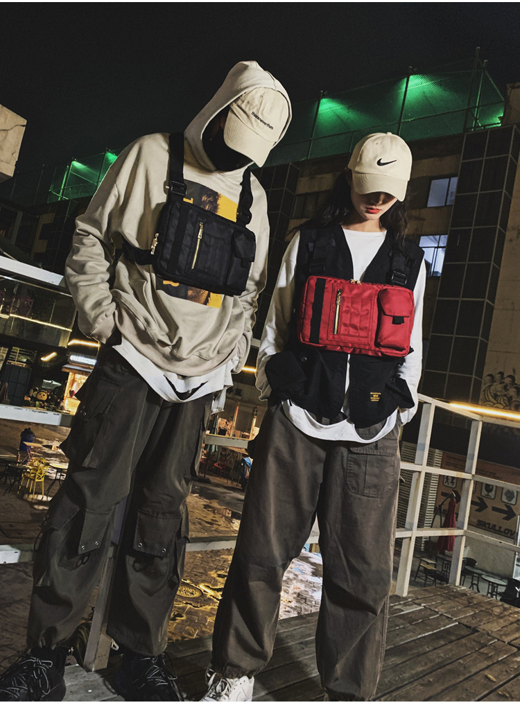Internet Celebrity Same Style Function Combat Bag Ins Trendy Brand Crossbody Bag Men's Shoulder Multi-Functional Chest Bag Disco Jumping Vest Bag