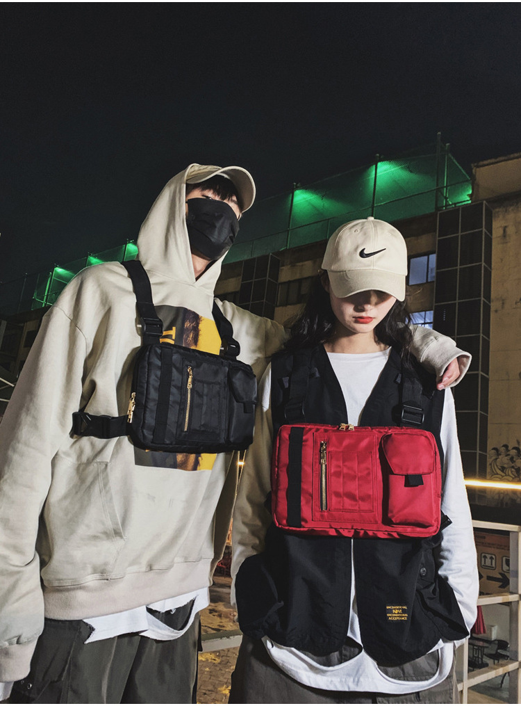 Internet Celebrity Same Style Function Combat Bag Ins Trendy Brand Crossbody Bag Men's Shoulder Multi-Functional Chest Bag Disco Jumping Vest Bag