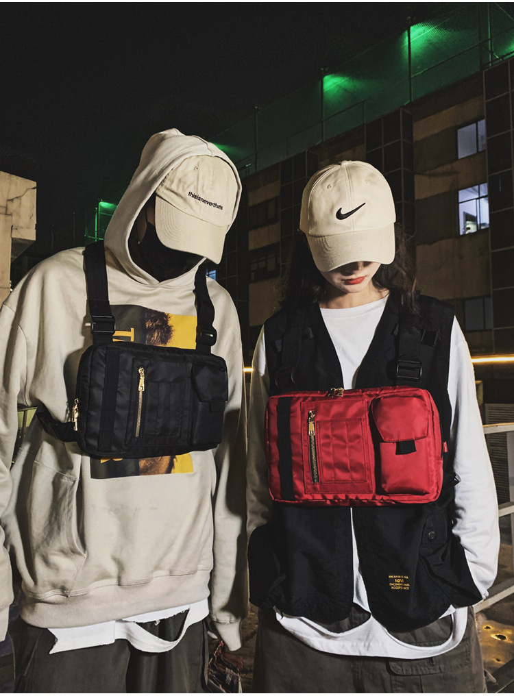 Internet Celebrity Same Style Function Combat Bag Ins Trendy Brand Crossbody Bag Men's Shoulder Multi-Functional Chest Bag Disco Jumping Vest Bag