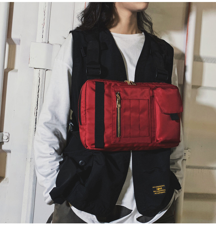 Internet Celebrity Same Style Function Combat Bag Ins Trendy Brand Crossbody Bag Men's Shoulder Multi-Functional Chest Bag Disco Jumping Vest Bag