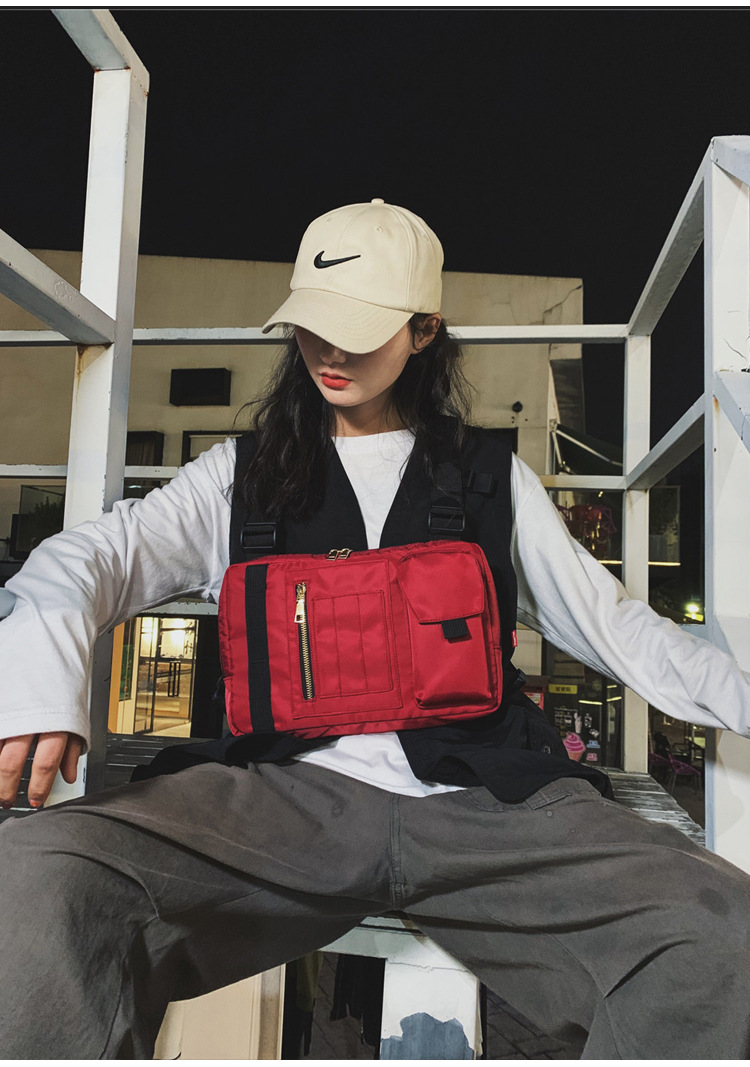 Internet Celebrity Same Style Function Combat Bag Ins Trendy Brand Crossbody Bag Men's Shoulder Multi-Functional Chest Bag Disco Jumping Vest Bag