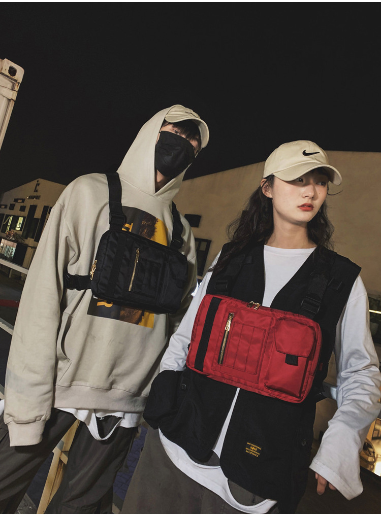 Internet Celebrity Same Style Function Combat Bag Ins Trendy Brand Crossbody Bag Men's Shoulder Multi-Functional Chest Bag Disco Jumping Vest Bag