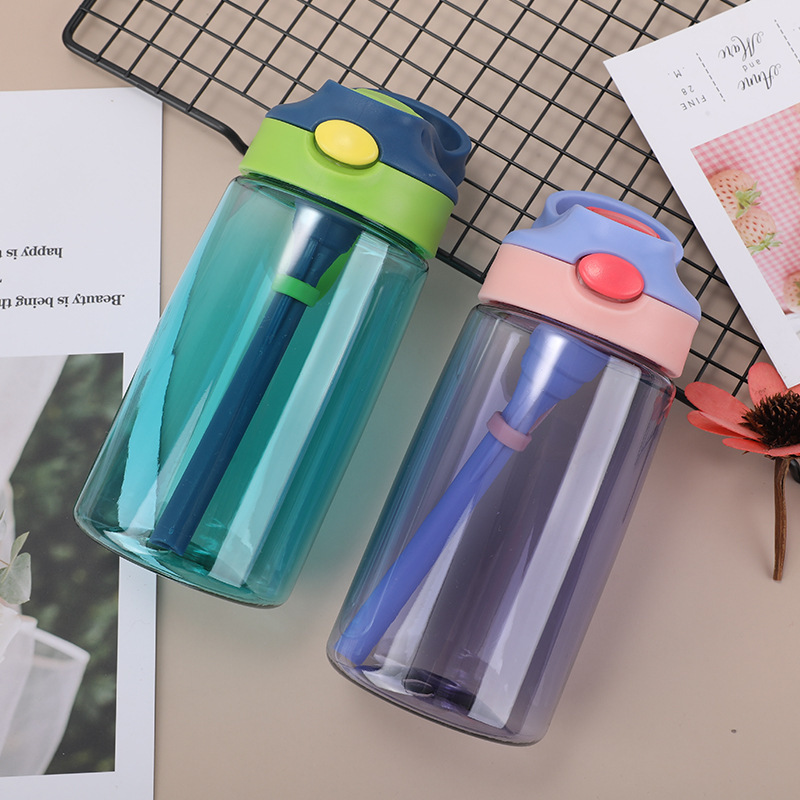 Little Handsome Children Cartoon Drinking Cup Baby Straw Cup Leak-Proof Cup Drinking Water Portable Kettle Sippy Cup Plastic Cup
