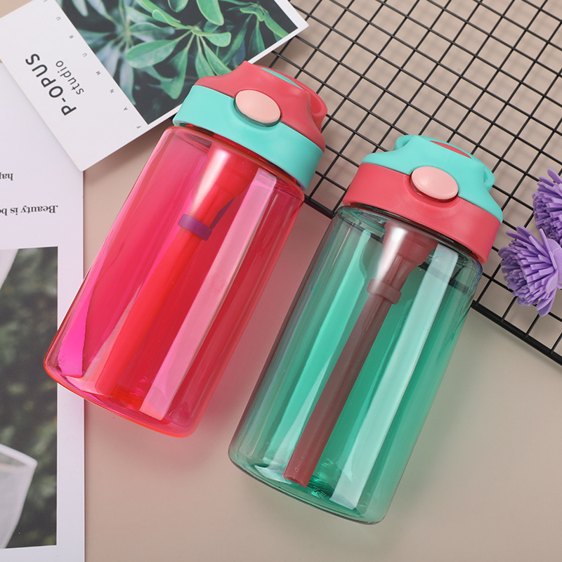 Little Handsome Children Cartoon Drinking Cup Baby Straw Cup Leak-Proof Cup Drinking Water Portable Kettle Sippy Cup Plastic Cup