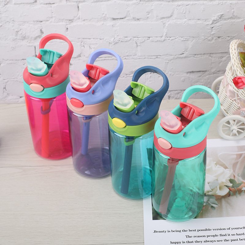 Little Handsome Children Cartoon Drinking Cup Baby Straw Cup Leak-Proof Cup Drinking Water Portable Kettle Sippy Cup Plastic Cup