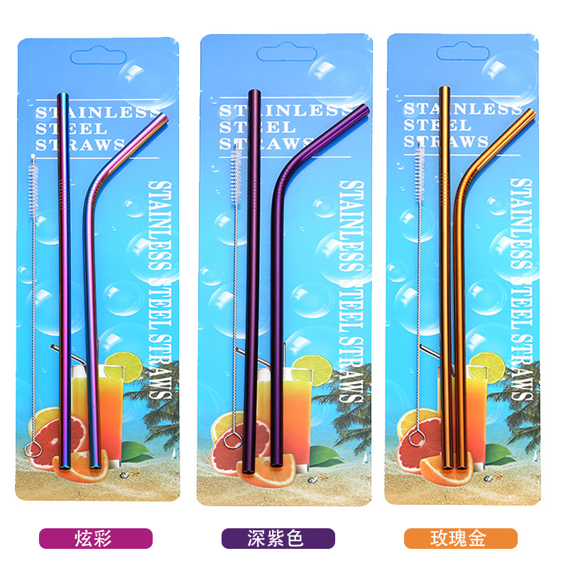Steel Straw TitaniumPlated Color Cocktail Drinking Straw Food Grade Metal Children Milk Tea Thick Straw Manufacturer