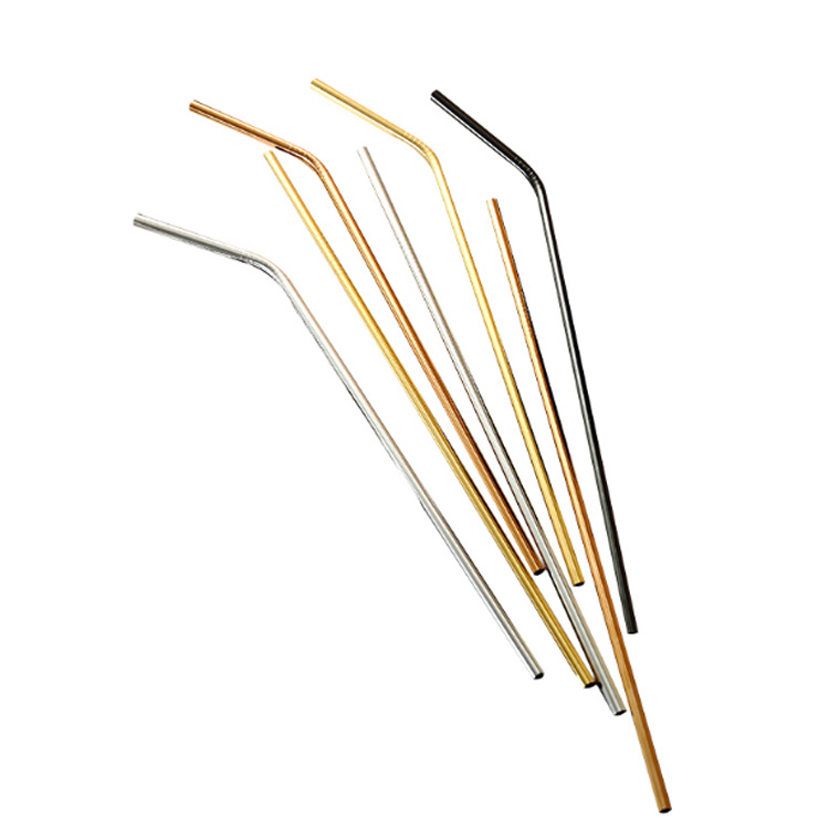 Steel Straw TitaniumPlated Color Cocktail Drinking Straw Food Grade Metal Children Milk Tea Thick Straw Manufacturer