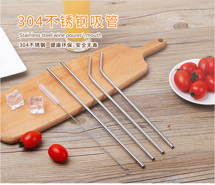 Steel Straw TitaniumPlated Color Cocktail Drinking Straw Food Grade Metal Children Milk Tea Thick Straw Manufacturer
