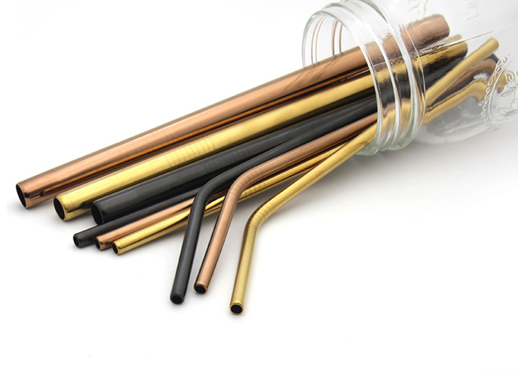 Steel Straw TitaniumPlated Color Cocktail Drinking Straw Food Grade Metal Children Milk Tea Thick Straw Manufacturer