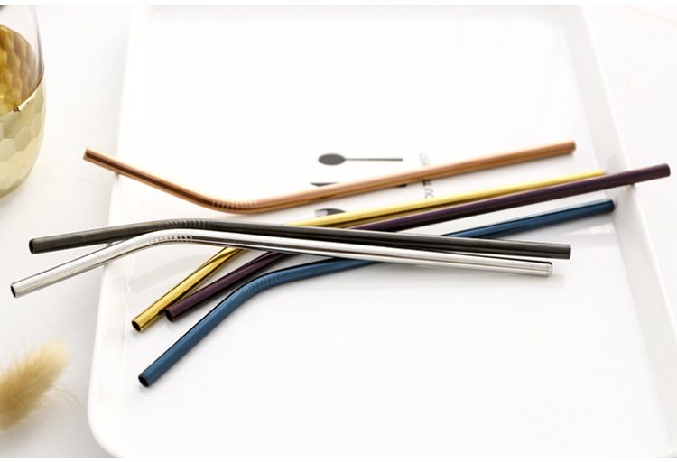 Steel Straw TitaniumPlated Color Cocktail Drinking Straw Food Grade Metal Children Milk Tea Thick Straw Manufacturer