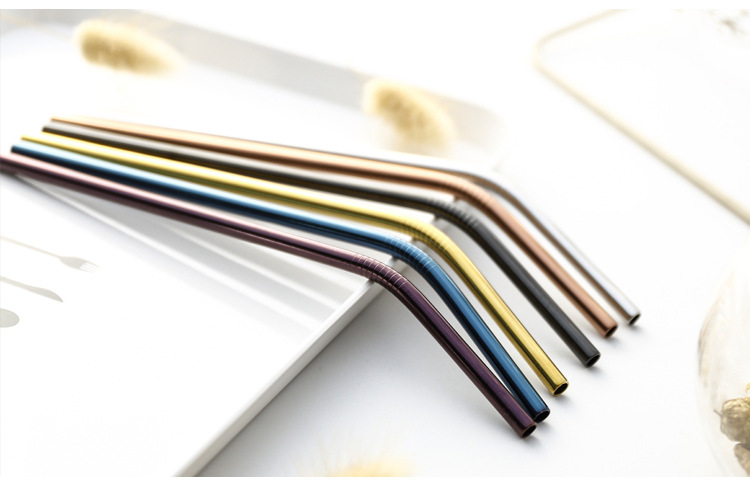 Steel Straw TitaniumPlated Color Cocktail Drinking Straw Food Grade Metal Children Milk Tea Thick Straw Manufacturer