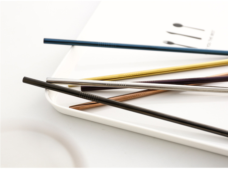 Steel Straw TitaniumPlated Color Cocktail Drinking Straw Food Grade Metal Children Milk Tea Thick Straw Manufacturer