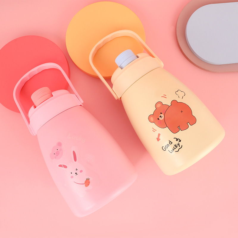 Large Capacity Double Drinking Cup Stainless Steel with Straw Insulation Water Bottle Female Drop-Resistant Good-looking Pot Belly Thermos Cup