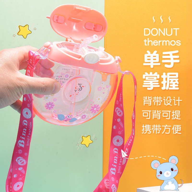 Spray Drinking Straw Cup Trending Cartoon Kindergarten Boys and Girls Baby Elementary School Student Plastic Kettle