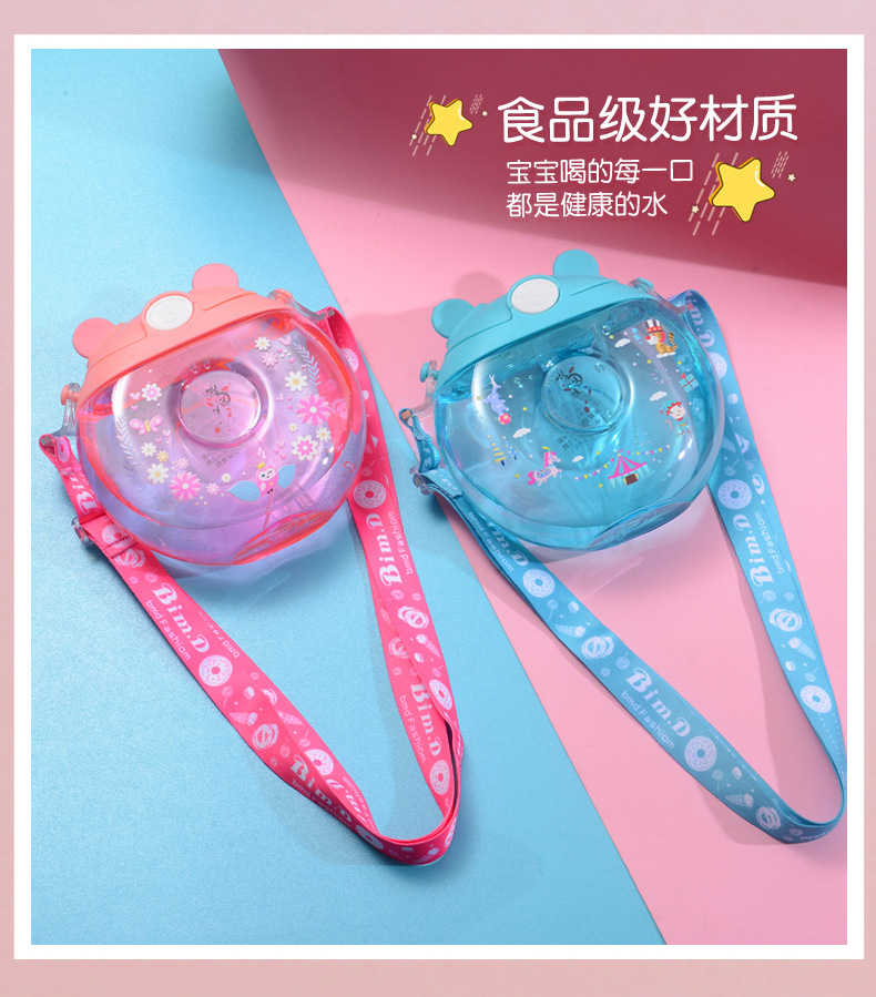 Spray Drinking Straw Cup Trending Cartoon Kindergarten Boys and Girls Baby Elementary School Student Plastic Kettle