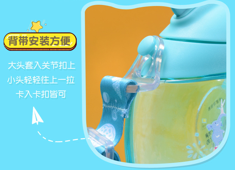 Spray Drinking Straw Cup Trending Cartoon Kindergarten Boys and Girls Baby Elementary School Student Plastic Kettle