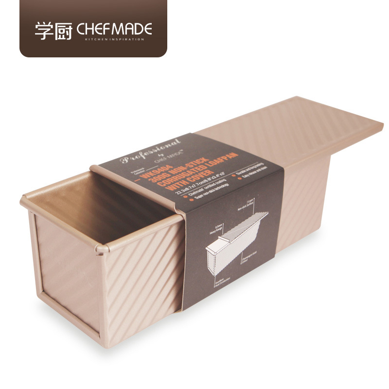 300G Low Sugar EnergySaving Corrugated Plain Weave Toast Box Sliding Cover Toast Bread Mold Household Baking Mold