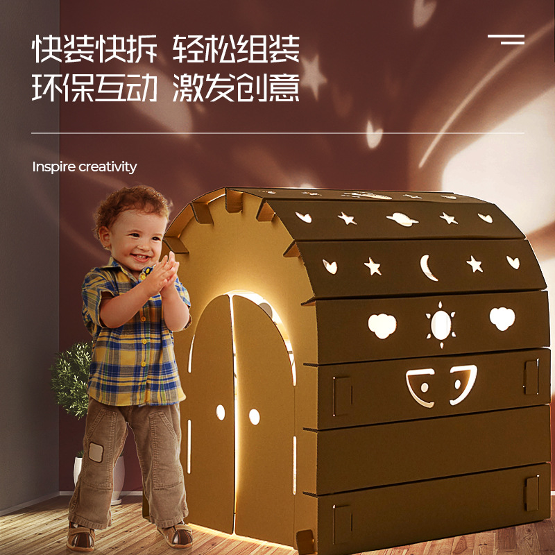 Children&#039;s Cardboard Corrugated Box DIY Tank Toys Large Model Handmade Painted Color Children&#039;s Toys