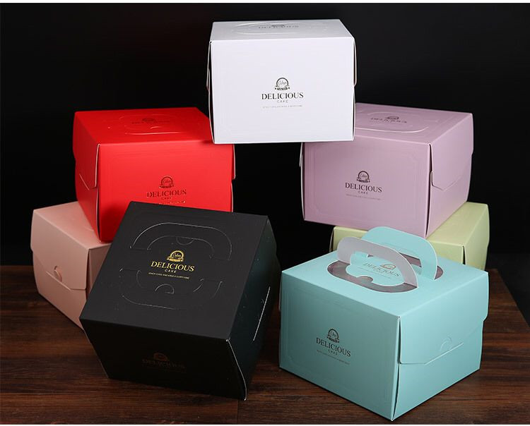 Corrugated Box White Card Box 6/8/10/12-Inch Customized Birthday Portable Cake Box Golden of European Style Baking Box