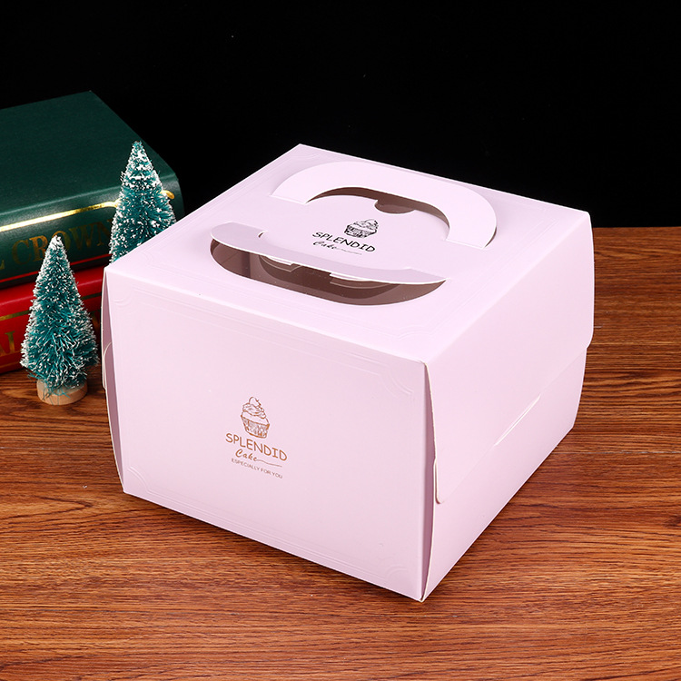 Corrugated Box White Card Box 6/8/10/12-Inch Customized Birthday Portable Cake Box Golden of European Style Baking Box