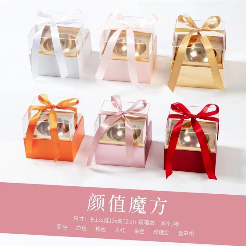 Beauty Cube Acrylic Transparent Christmas Apple Box Flowers Gift Square Box Flower Arrangement and Floriculture Packing Boxes