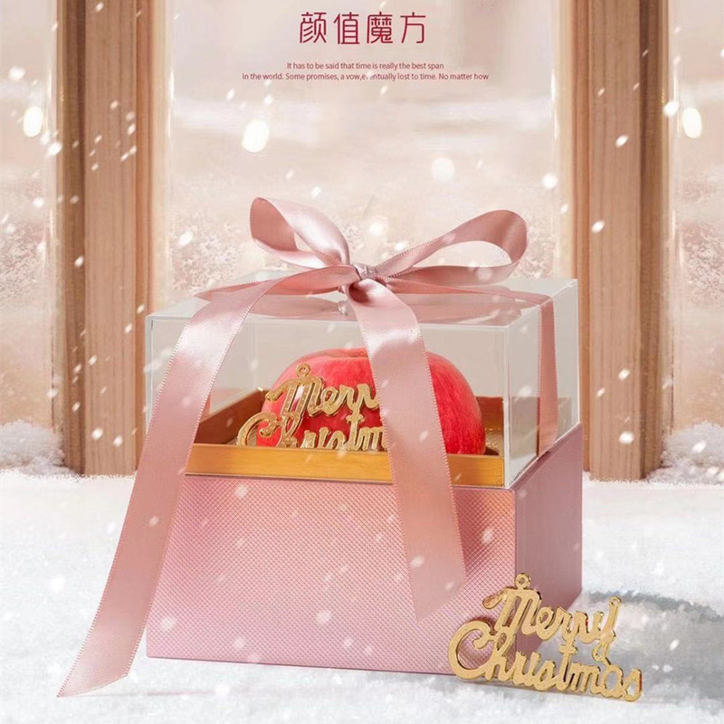 Beauty Cube Acrylic Transparent Christmas Apple Box Flowers Gift Square Box Flower Arrangement and Floriculture Packing Boxes