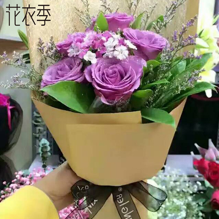 Seasonal flower wrapping paper, plain kraft paper gift wrapping, and plain kraft paper bouquet wrapped paper